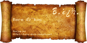 Bere Ákos névjegykártya